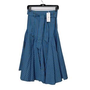 Never A Wallflower Blue & Brown Bug Prairie Midi Skirt size XS